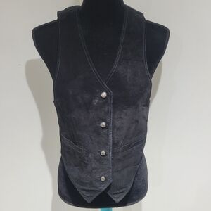 B.B. Dakota Leatherwear Women's Vintage Suede Button Down Vest Black Western